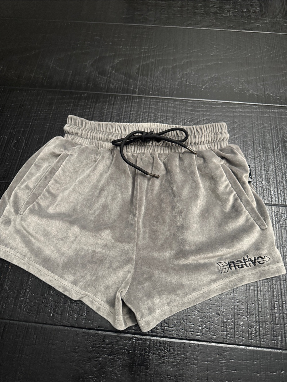 Native Women's Gray Velour Drawstring Athletic Shorts